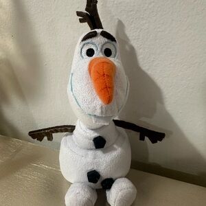 Disney White Snowman Plush with Black and Brown Accents